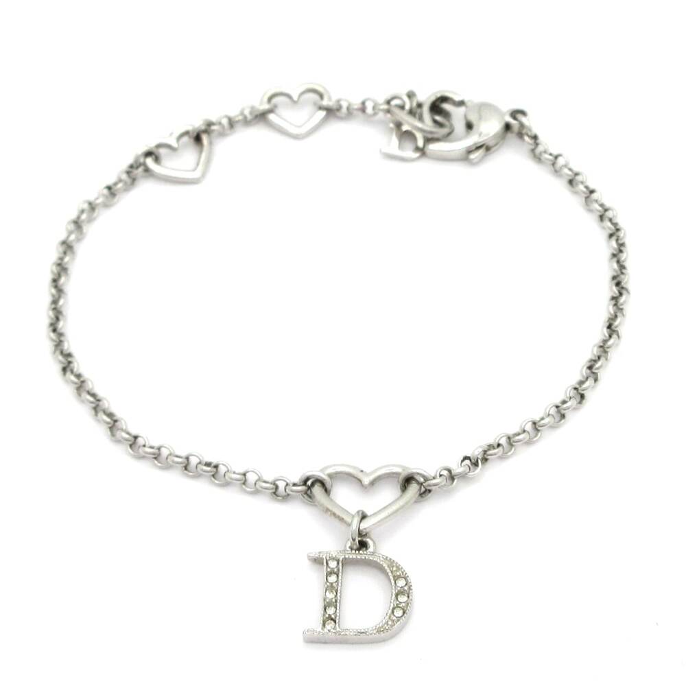 Christian Dior Bracelet Silver Clear Hardware Rhinestones